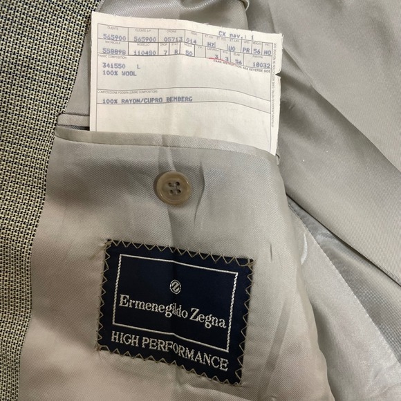 Ermenegildo Zegna Performance Wool Houndstooth Blazer Mens 40R Tan Switzerland - Picture 2 of 8